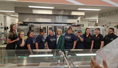 Governor Katie Hobbs visits Madison Park Middle School to highlight school lunch funding. (Shira Ta...