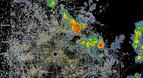 A severe thunderstorm warning has been issued for southeastern Phoenix and part of the East Valley ...