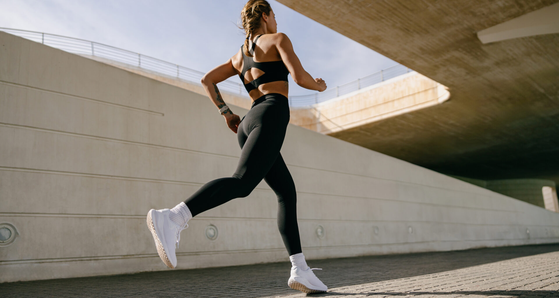 the back of a woman running