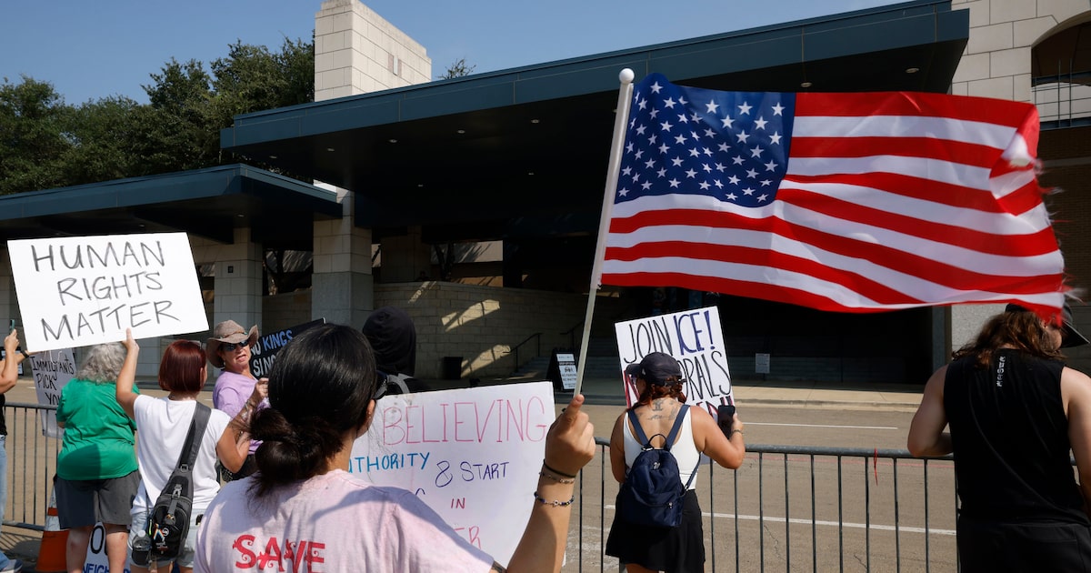 ICE event in Arlington attracts protesters, job seekers as new funding beefs up agency