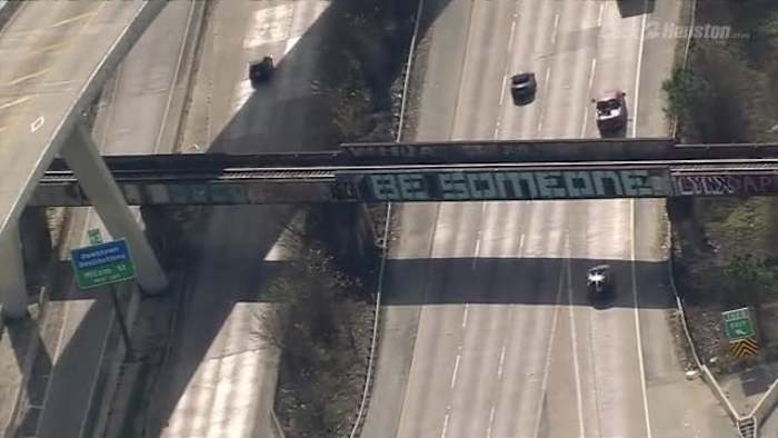 Police investigate group that repainted Houston’s ‘Be Someone’ bridge over I-45