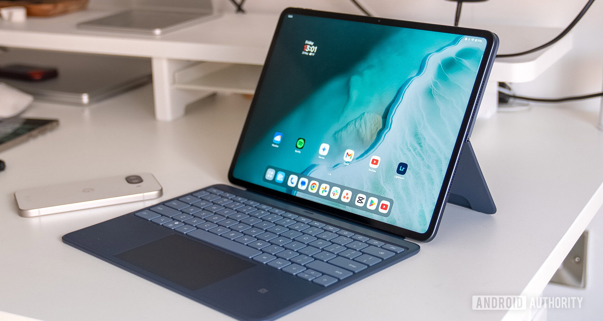 OnePlus Pad 3 with keyboard on desk