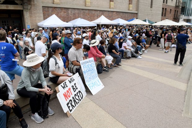 Japanese Americans interned during World War II and their supporters...