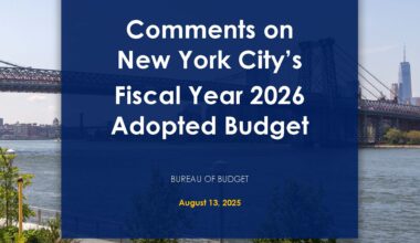 Comments on New York City’s Fiscal Year 2026 Adopted Budget