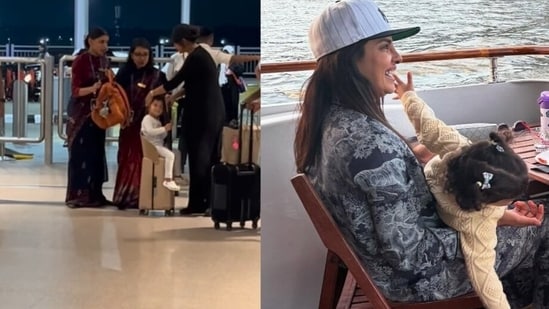 Priyanka Chopra and her daughter Malti were spotted at the airport.