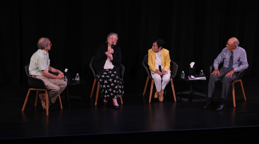 Holocaust survivor Rosian Zerner (second from left) speaks of the time she escaped captivity...