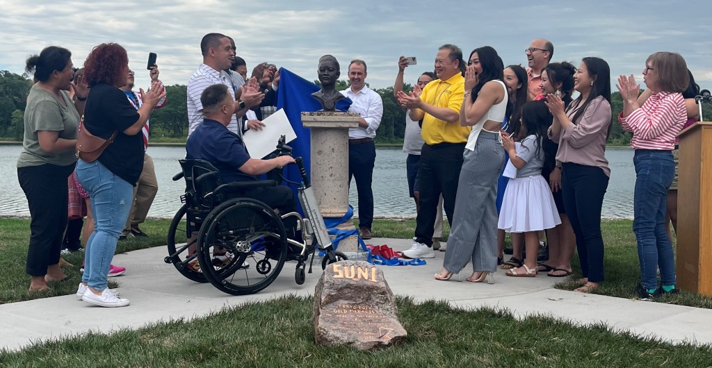 Suni Lee statue stolen from St. Paul's Phalen Park