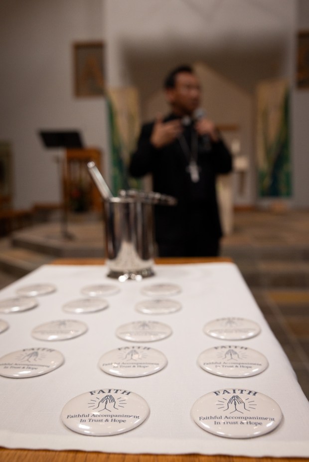 San Diego Bishop Michael Pham speaks about a pilot program called Faithful Accompaniment in Trust & Hope at the San Diego Pastoral Center on Monday, Aug. 4, 2025 in San Diego, California. The interfaith program will have volunteers join refugees and asylum seekers during court hearings. (Ana Ramirez / The San Diego Union-Tribune)