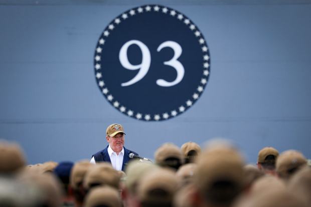 Navy Secretary John Phelan speaks to sailors on the USS Somerset on Tuesday, Aug. 26, 2025 in National City. (Meg McLaughlin / The San Diego Union-Tribune)