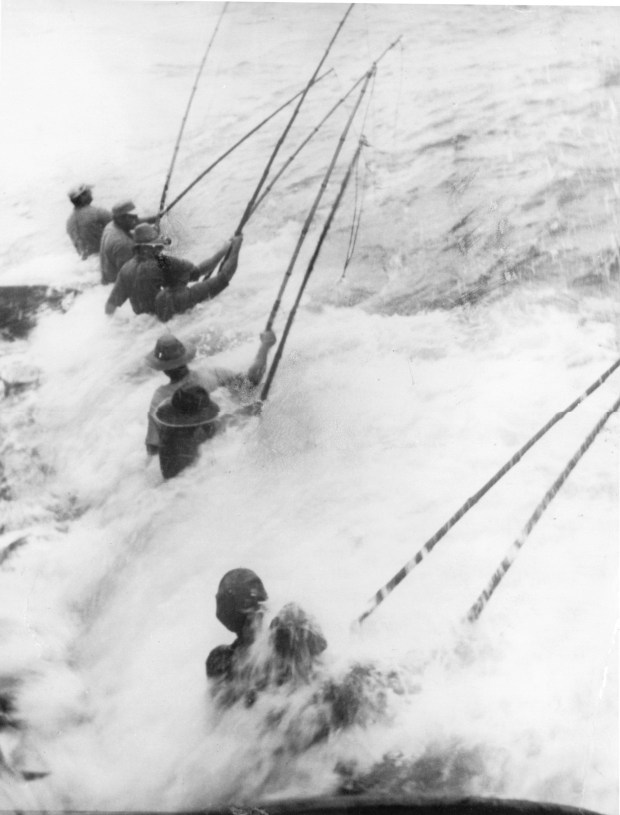 Even with Historical photo - fishing from the racks (San Diego Maritime Museum)