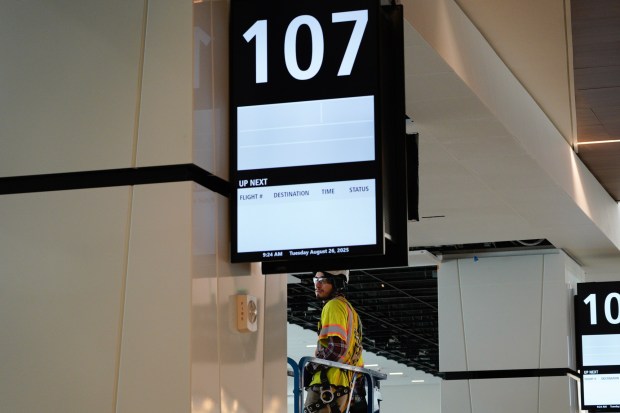 Construction is ongoing at the new Terminal 1 of San Diego International Airport on Tuesday, Aug. 26, 2025, in San Diego, California.  (Nelvin C. Cepeda / The San Diego Union-Tribune)