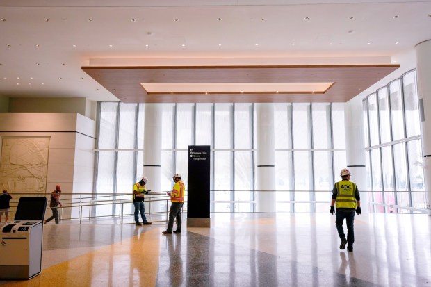 The departure terminal at Terminal 1. Construction is ongoing at the new Terminal 1 of San Diego International Airport on Tuesday, Aug. 26, 2025, in San Diego, California.  (Nelvin C. Cepeda / The San Diego Union-Tribune)