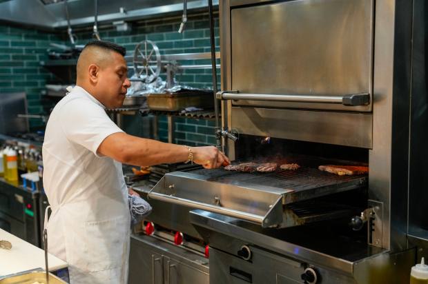 In the kitchen with Executive Chef Yovani Palacios during dinner...