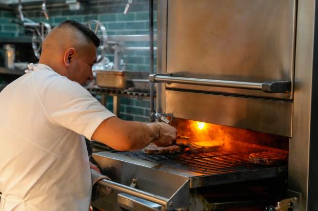 In the kitchen with Executive Chef Yovani Palacios during dinner...