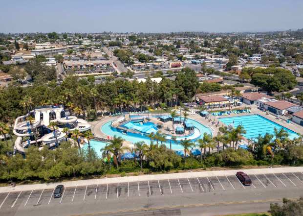 High angle view looking north of the Wave Waterpark. (Charlie Neuman / For The San Diego Union-Tribune)