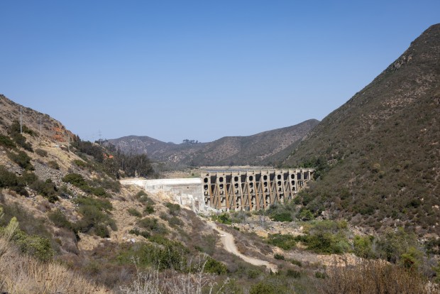 Lake Hodges Dam on Wednesday, Aug. 13, 2025 in San Diego. (Ana Ramirez / The San Diego Union-Tribune)