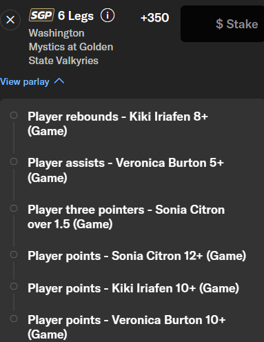 WNBA best bets SGP