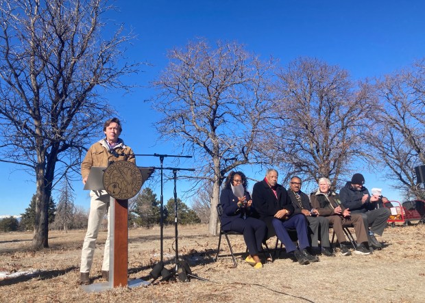 Denver Mayor Mike Johnston talks about what will become of the land at Park Hill Golf Course in Denver during a press conference on Wednesday, Jan. 15, 2025. (Photo by Helen H. Richardson/The Denver Post)