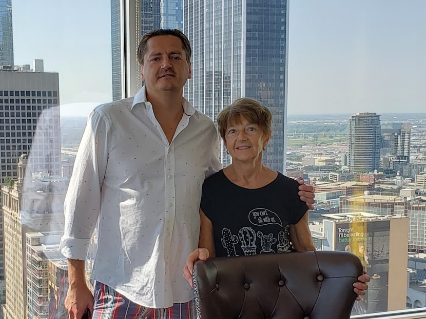 Martin Benes takes a picture with his mother Judith Benes. Martin died when he was shot by...
