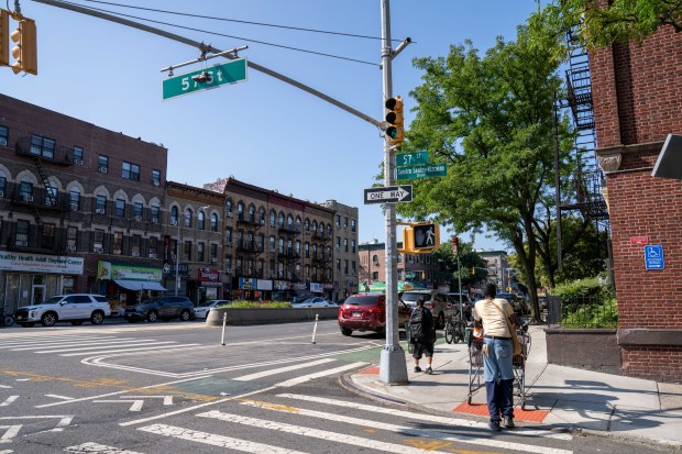 Roberto Cuevas was pronounced dead after he was shot in the back Saturday night on 57th Street near 4th Avenue in Brooklyn, Sunday Aug. 10, 2025. (Theodore Parisienne / New York Daily News)