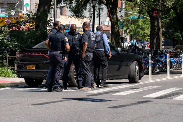 A 32yr old woman was rushed to Saint Barnabas Hospital in critical condition after she was shot in the back at 1932 Crotona Parkway in the Bronx on Sunday Aug. 10, 2025. 1049. A 22yr old woman who was shot in the left arm at the same location was also taken to Saint Barnabas Hospital, whilst a third person, a 37yr old man shot to the left arm at the same location, was taken by private means to Saint Barnabas Hospital. (Theodore Parisienne / New York Daily News)