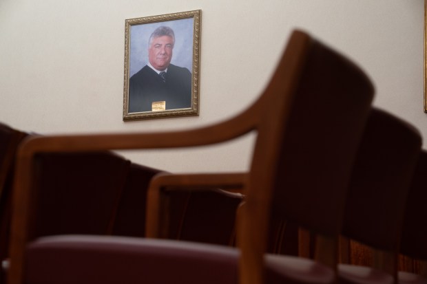 A portrait of Judge Frank R. Seddio is pictured in a courtroom in Brooklyn Surrogate Court in Brooklyn Friday, Aug. 1, 2025. (Barry Williams/New York Daily News)