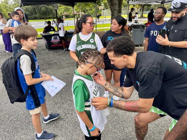 Former Magic guard Cole Anthony and his 50 Ways Foundation held a back-to-school community event Sunday at the Smith Center that also served as a farewell to the city of Orlando. (Jason Beede/Orlando Sentinel)