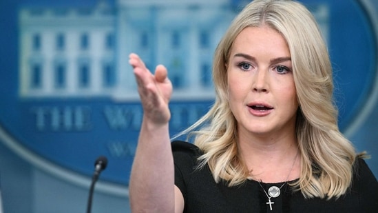White House Press Secretary Karoline Leavitt speaks during a press briefing in the Brady Briefing Room of the White House in Washington, DC, on August 28, 2025.(AFP)