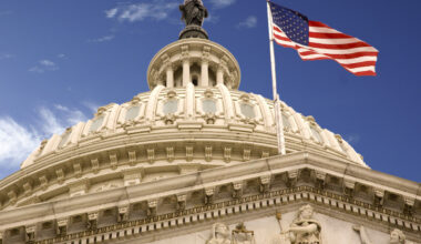 U.S. capitol dome and flag