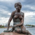 The Little Mermaid statue in Copenhagen, Denmark, 2013.