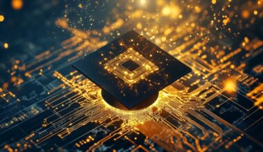 A graduation cap in the the middle of a circuit board
