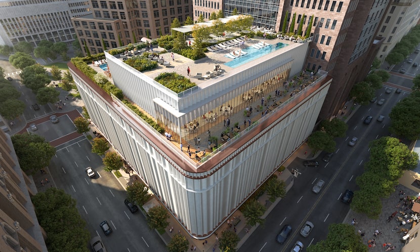 A rendering shows the layout of some of the proposed changes to Comerica Bank Tower.