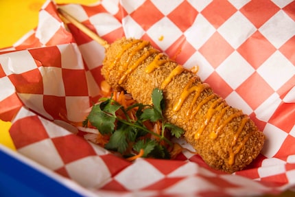 The Vietnamese Crunch Dog was inspired by bún thịt nướn, a marinated pork dish. 