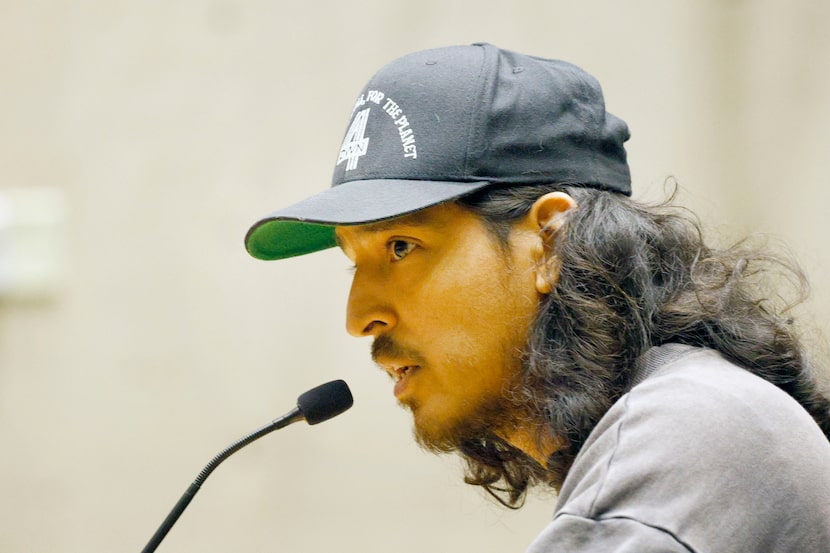 Anthony Lazon Conde speaks about U.S. immigration policy during a Dallas City Council...