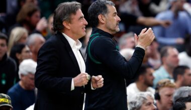 New owner Bill Chisholm (right) and alternate governor Wyc Grousbeck have focused on building their partnership and helping the Celtics reclaim their perch atop the NBA.