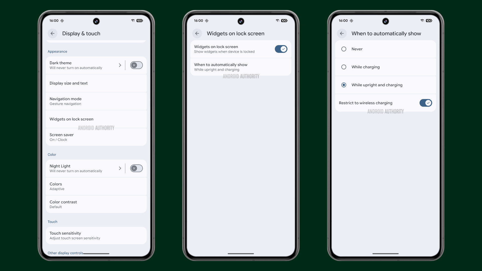 Widgets on lock screen settings in Android