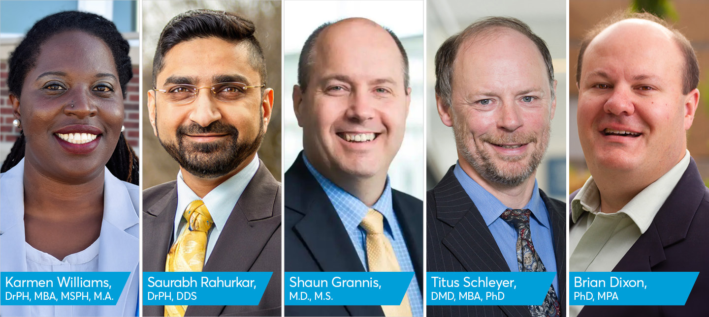Karmen Williams, DrPH, MBA, MSPH, MA; Saurabh Rahurkar, DrPH, DDS; Shaun Grannis, MD, MS; Titus Schleyer, DMD, MBA, PhD; Brian Dixon, PhD, MPA