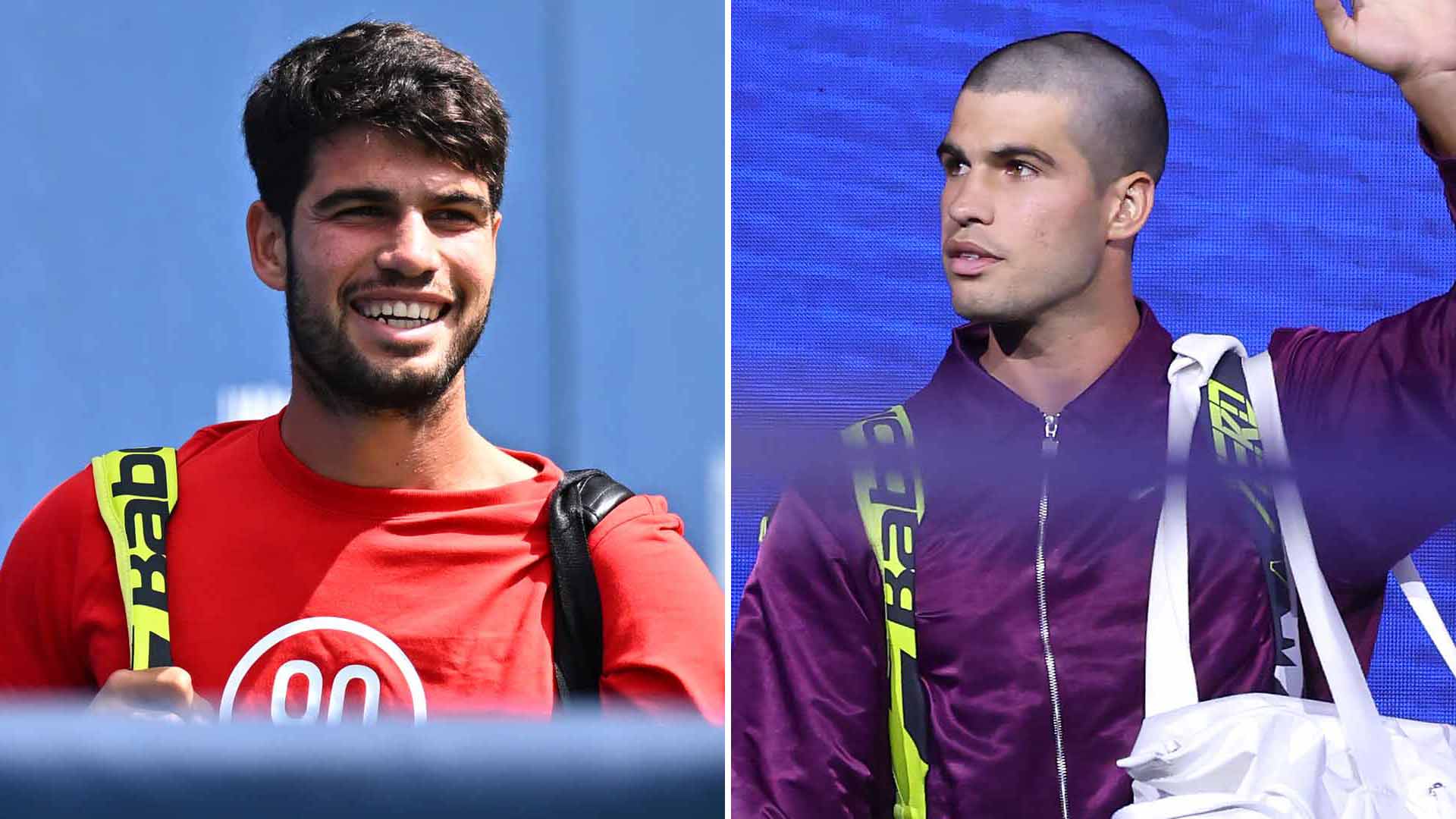 Carlos Alcaraz arrived in New York with a full head of hair, but has since gotten a haircut.