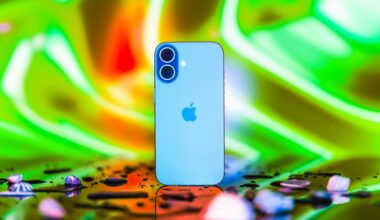 A blue Apple phone