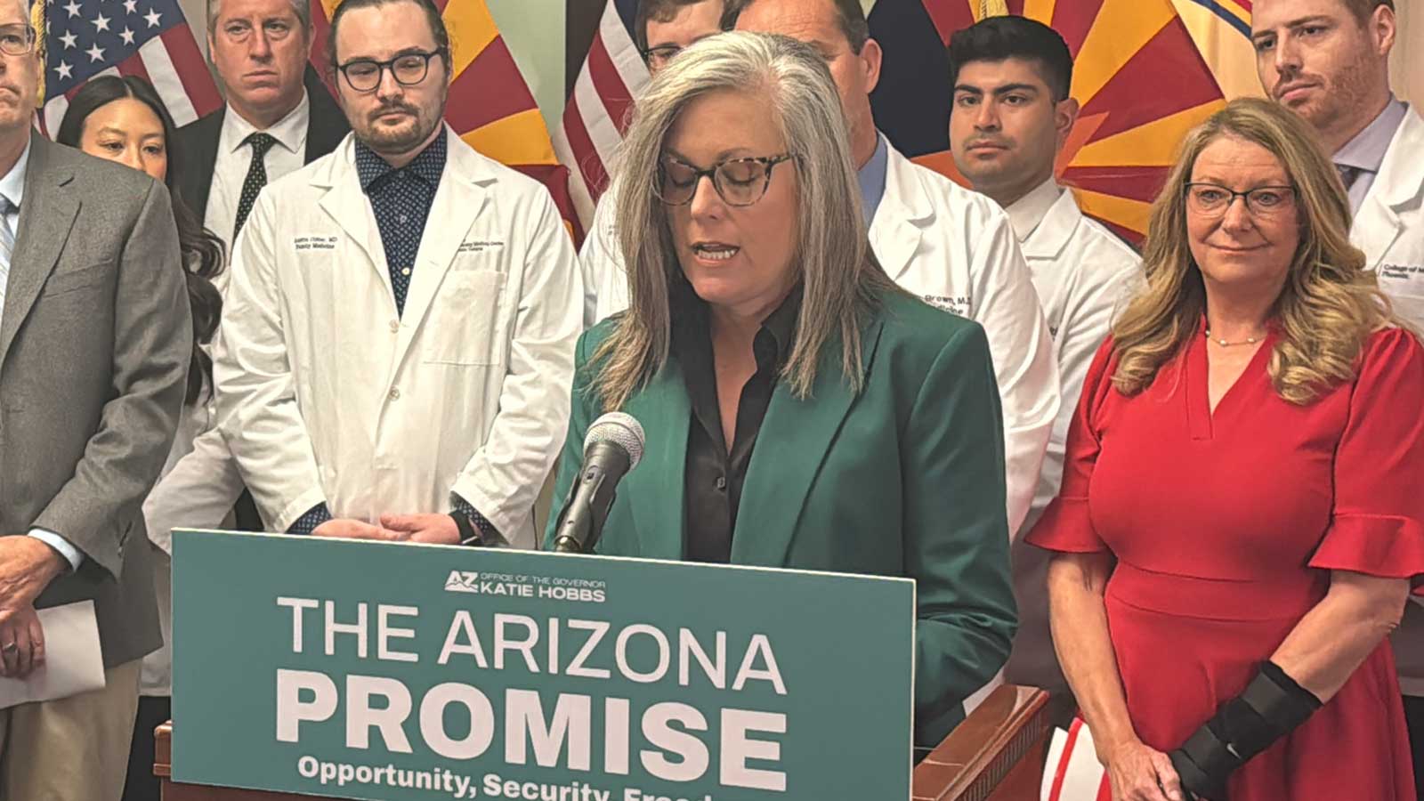 Gov. Katie Hobbs answered questions Wednesday about a 10-year-old Arizona girl who allegedly was ki...