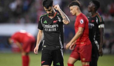 CARSON, CALIFORNIA - JULY 24: Fabio Vieira #21 of Arsenal FC celebrates after scoring a goal against AFC Bournemouth during the first half at Digni...