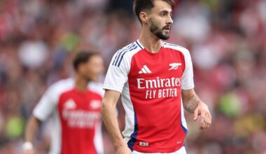 LONDON, ENGLAND: Fabio Vieira of Arsenal looks on during the pre-season friendly match between Arsenal and Bayer 04 Leverkusen at Emirates Stadium ...
