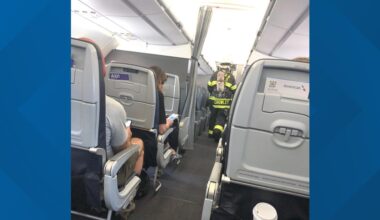 Passengers react after fire starts on flight bound for Phoenix
