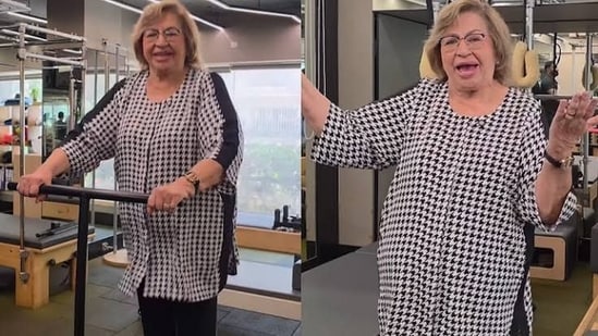 Celebrity trainer Yasmin Karachiwala reveals Helen’s amazing journey from struggling with a cane to bouncing on a trampoline at 86.(Instagram)