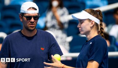 Elena Rybakina trains at the 2025 US Open under the eye of coach Stefano Vukov