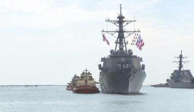 Fire breaks about aboard USS Carney