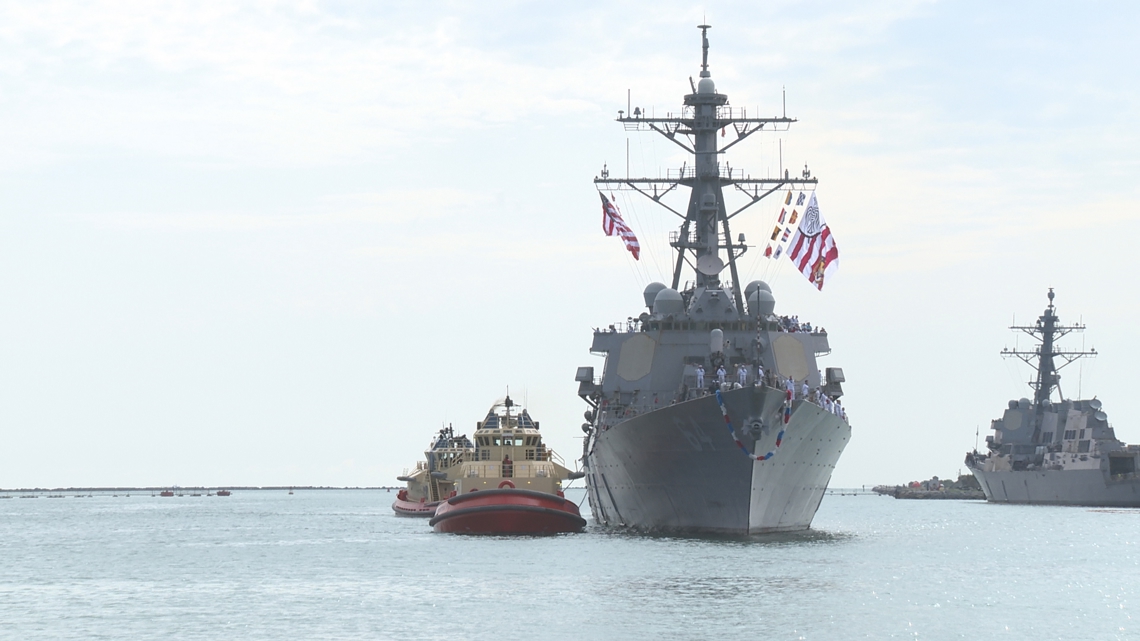Fire breaks about aboard USS Carney