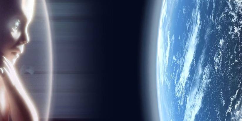 A fetus facing the Earth in 2001 A Space Odyssey