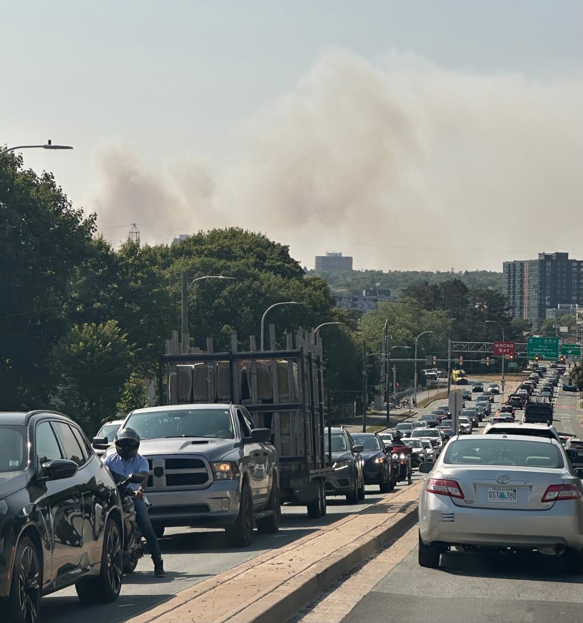 Cars in traffic