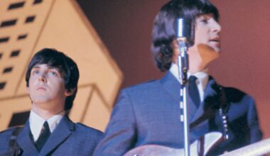 John Lennon and Paul McCartney performing